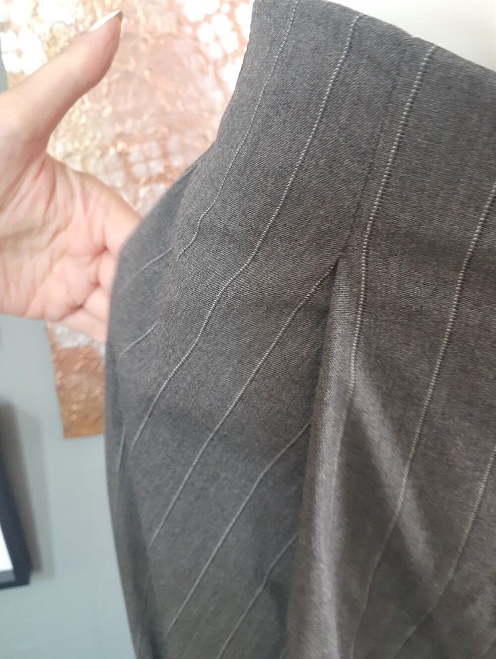 Zara Nwt Pinstripe Balloon Hem Trousers - Gray - Picture 9 of 16